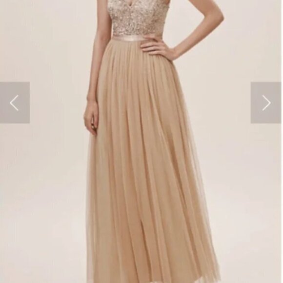 NWT Anthropologie BHLDN Avery Gown Strappy Beaded Bridesmaid - Picture 3 of 10